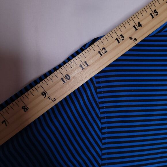 Footjoy Polo Shirt Mens Medium Striped Blue Golf Performance Activewear - Picture 9 of 12
